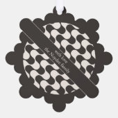 Abstract Waves Black and White with Text Ornament Karte (Rückseite)