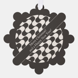 Abstract Waves Black and White with Text Ornament Karte