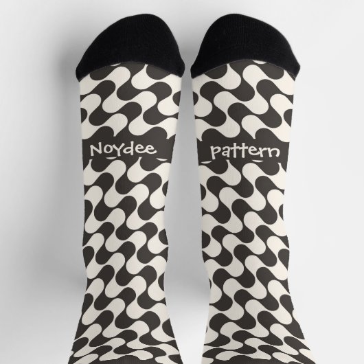 Abstract Waves Black and White with Text Socken (Oben)