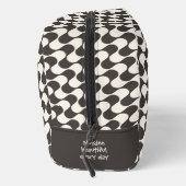 Abstract Waves Black and White with Text Waschbeutel (Rechts)