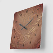 Abstract Waves Brown Art Wall Clock Quadratische Wanduhr (Winkel)