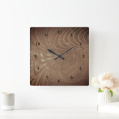Abstract Waves Brown Wall Clock Quadratische Wanduhr (Zuhause)