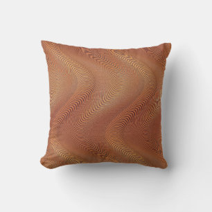 Abstract Waves Golden Brown Throw Pillow Kissen