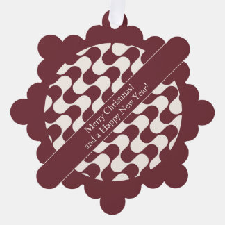 Abstract Waves Red and White with Text Ornament Karte