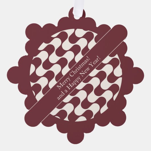 Abstract Waves Red and White with Text Ornament Karte (Vorderseite)