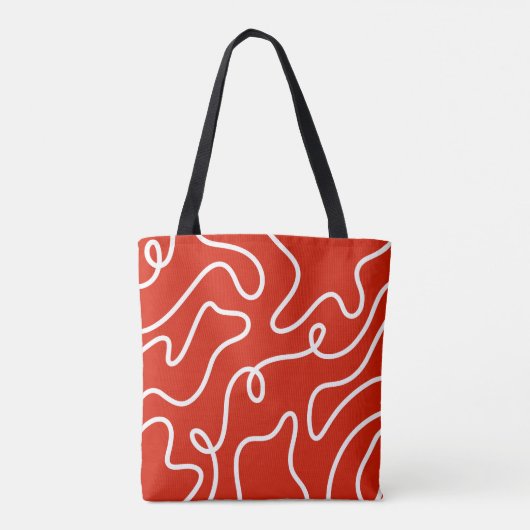 Abstract Wavy Line Art Bold Red Minimalist Pattern Tasche (Rückseite)