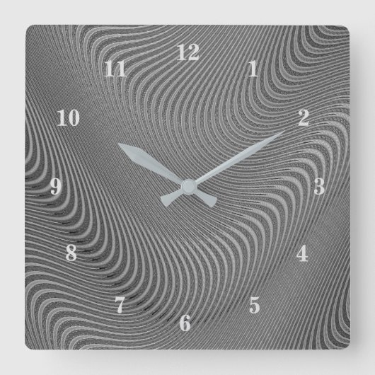 Abstract Wavy Striped Pattern Lines 3 Quadratische Wanduhr (Vorderseite)