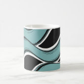 Abstract Wavy Teal and Black Flow Design Kaffeetasse (Mittel)
