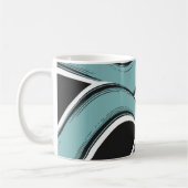 Abstract Wavy Teal and Black Flow Design Kaffeetasse (Links)