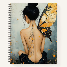 Abstract Whimsical Woman and Butterfly Notizblock