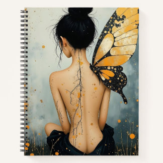 Abstract Whimsical Woman and Butterfly Notizblock
