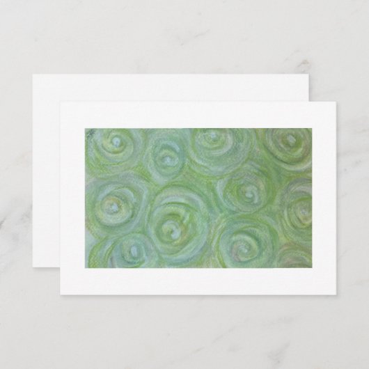 Abstract white and green roses hand-drawn notecard einladung (Vorne/Hinten)