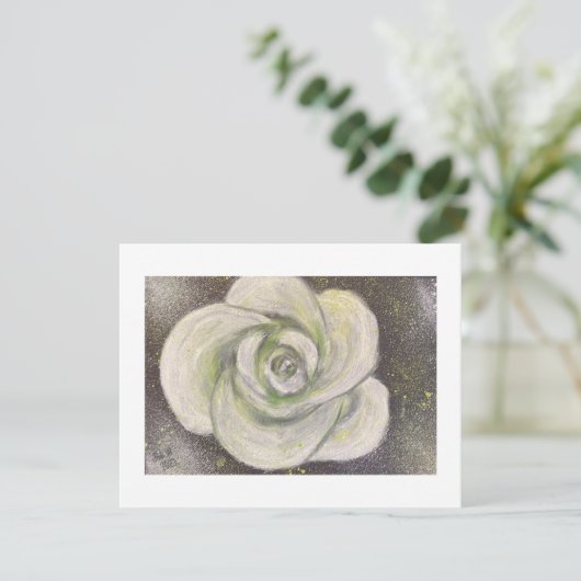 Abstract White Rose on black background card Einladung (Stehend Vorderseite)