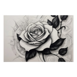 Abstract white rose poster