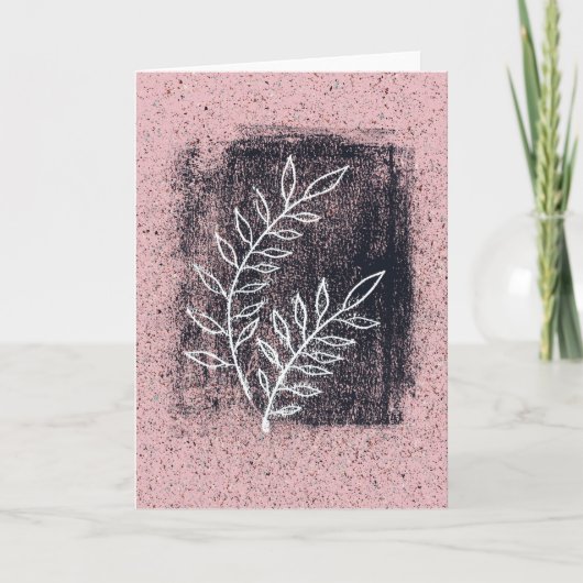 Abstract White Twig on Pink and Black Painting Karte (Vorderseite)