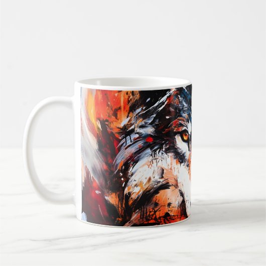 Abstract Wild Spirit Wolf Kaffeetasse (Links)