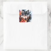 Abstract Wild Spirit Wolf Quadratischer Aufkleber (Tasche)