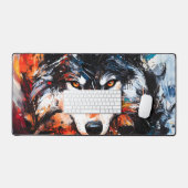 Abstract Wild Spirit Wolf Schreibtischunterlage (Tastatur & Maus)