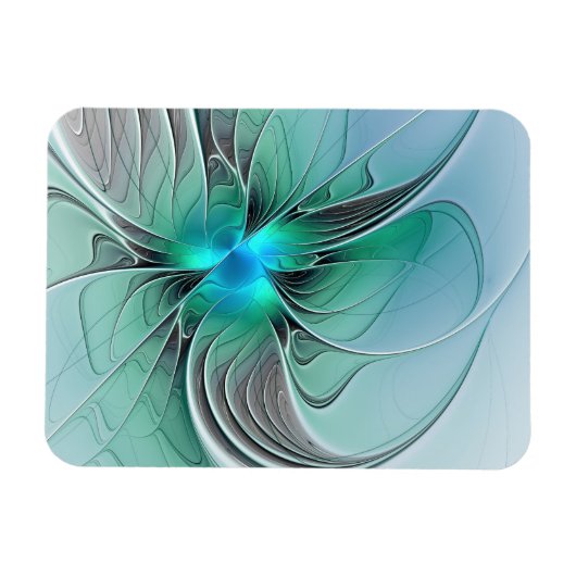 Abstract With Blue, Modern Fractal Art Magnet (Horizontal)