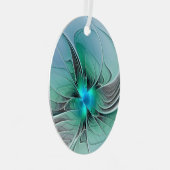 Abstract With Blue, Modern Fractal Art Ornament Aus Metall (Vorderseite Rechts)