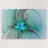 Abstract With Blue, Modern Fractal Art Puzzle (Horizontal)