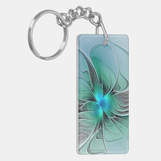 Abstract With Blue, Modern Fractal Art Schlüsselanhänger (Vorderseite links)