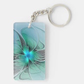 Abstract With Blue, Modern Fractal Art Schlüsselanhänger (Rückseite)