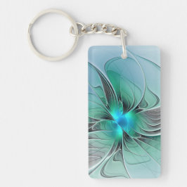 Abstract With Blue, Modern Fractal Art Schlüsselanhänger