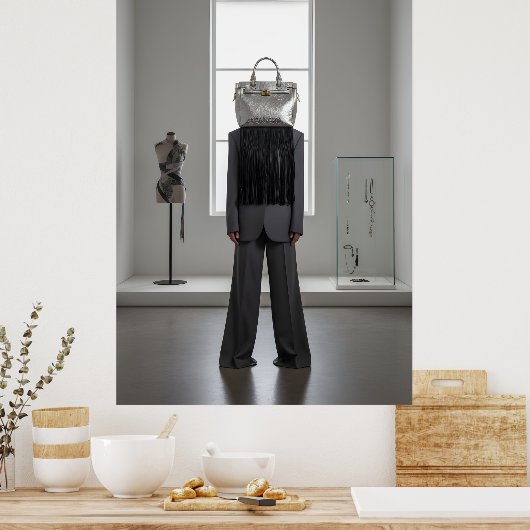 Abstract woman with bag on head poster (Küche)