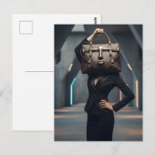 Abstract woman with bag postkarte (Vorne/Hinten)