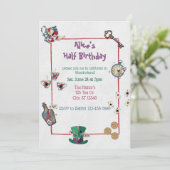 Abstract Wonderland Birthday Invitation Einladung (Stehend Vorderseite)