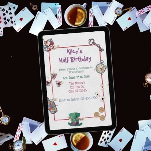 Abstract Wonderland Birthday Invitation Einladung