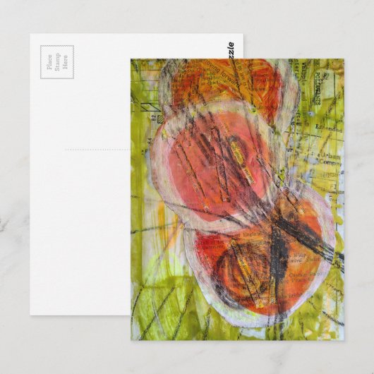 abstract words collage  postkarte (Vorne/Hinten)