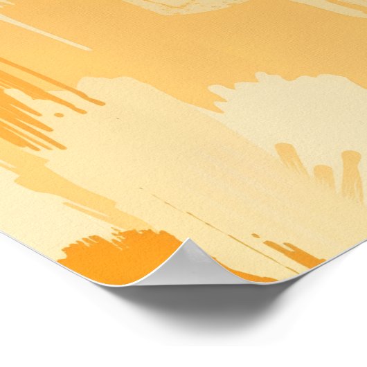 Abstract Yellow and Cream Paint Strokes Poster (Ecke)