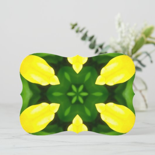 ABSTRACT YELLOW AND GREEN DRAWING. SAMER BRASIL. 3 EINLADUNG (Stehend Vorderseite)