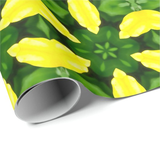 ABSTRACT YELLOW AND GREEN DRAWING. SAMER BRASIL. 3 GESCHENKPAPIER (Rolleneckpunkt)