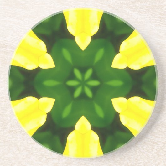 ABSTRACT YELLOW AND GREEN DRAWING. SAMER BRASIL. 3 GETRÄNKEUNTERSETZER (Vorne)