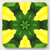 ABSTRACT YELLOW AND GREEN DRAWING. SAMER BRASIL. 3 GETRÄNKEUNTERSETZER (Vorderseite)