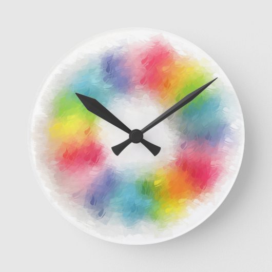 Abstract Yellow Orange Blue Green Pink Red Purple Runde Wanduhr (Vorderseite)