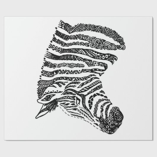 Abstract Zebra Canvas Black White Geschenkpapier (Flach)