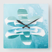 Abstract Zen Wall Clock – Blue Minimal Modern Home Quadratische Wanduhr (Vorderseite)