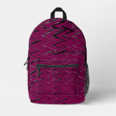 Abstract Zigzag Lines in Wine & White – Backpack Bedruckter Rucksack (Vorderseite)