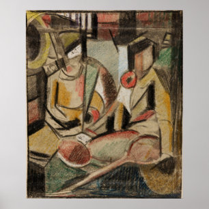 Abstract--Zwei Frauen mit Tennis-Schlägern Poster