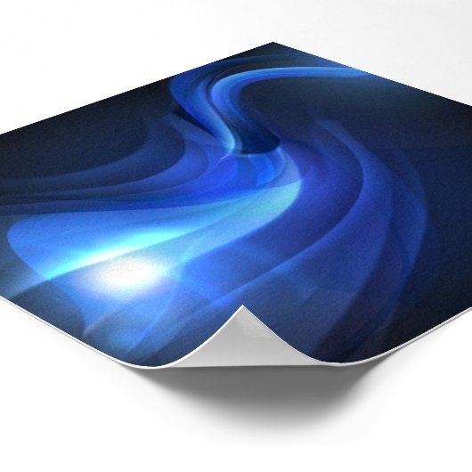 AbstractBlueWavesVectorBackground ROYAL BLUE BLACK Poster (Ecke)