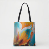 Abstracte Blüte in Orange und Teal Tasche (Vorderseite)