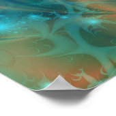 ABSTRACTE ORANGE BLAUE FRACTAL-KUNST POSTER (Ecke)