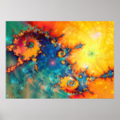 ABSTRACTE ORANGE BLAUE FRACTAL-KUNST POSTER (Vorne)