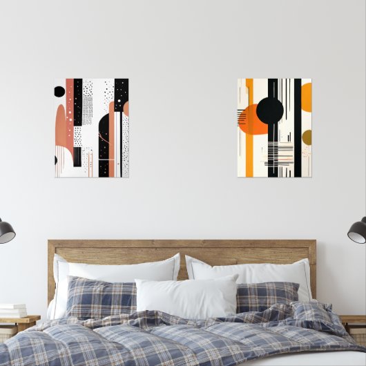 abstracto boho formas circulares naranja y negro bilderwand sets (Schlafzimmer)