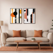 abstracto boho formas circulares naranja y negro bilderwand sets