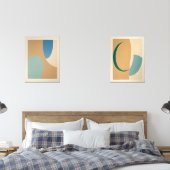 abstracto boho formas verdes suaves bilderwand sets (Schlafzimmer)